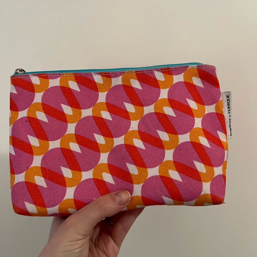 Kapitza x Clinique Orange and Pink Zippered Pouch
